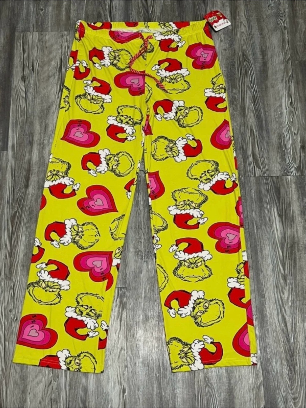 XL Womens The Grinch PJ Pants Pajamas Loungewear Dr Seuss Christmas Heart Santa